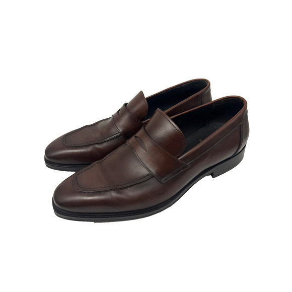 Bruno Magli Hudson Penny Loafers Shoes US 10M Italian Brown Leather Dress Casual